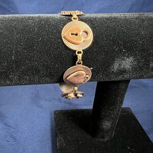 Vintage Gold-Tone Charm Bracelet W/ Good Luck Symbols & Unique Engravings